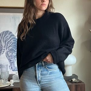 Black Women's Crewneck Sweater - Classic Cozy Knit
